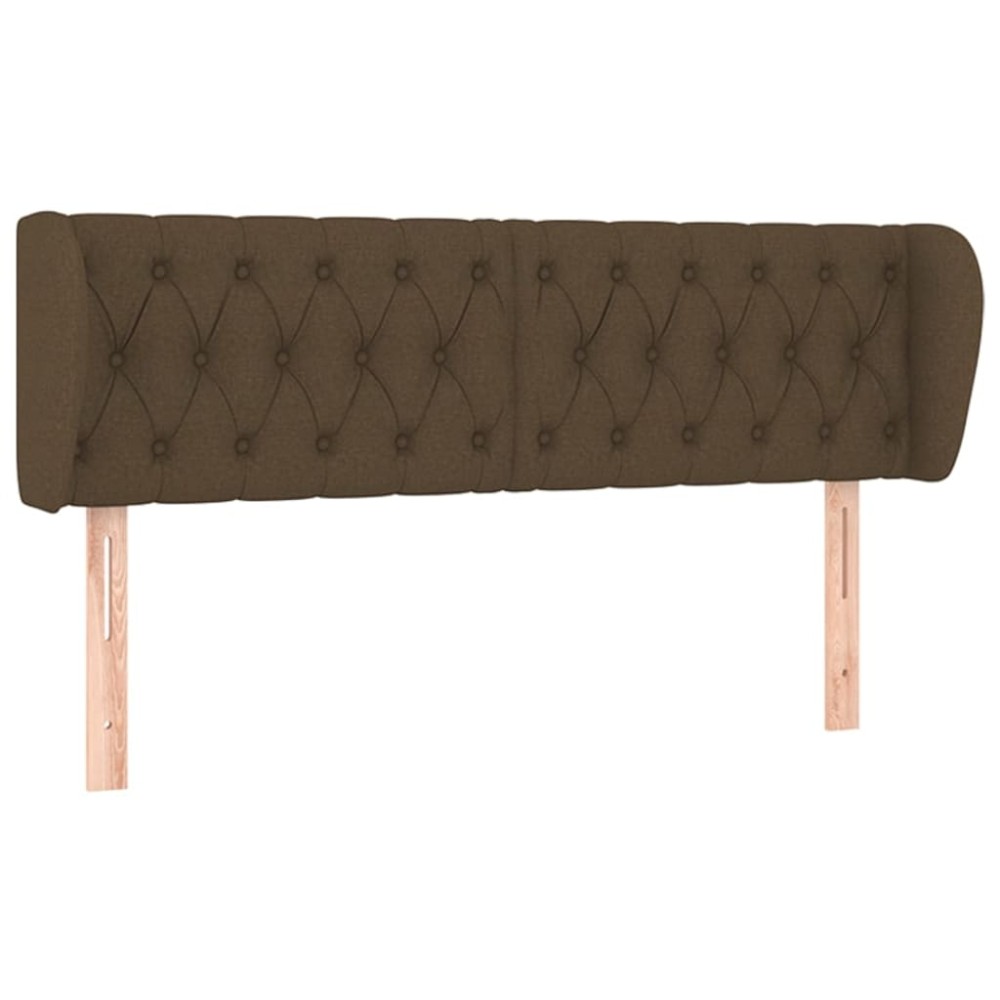 vidaXL Tăblie de pat cu aripioare maro închis 163x23x78/88 cm textil