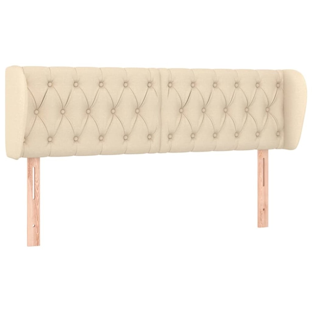 vidaXL Tăblie de pat cu aripioare crem 163x23x78/88 cm material textil