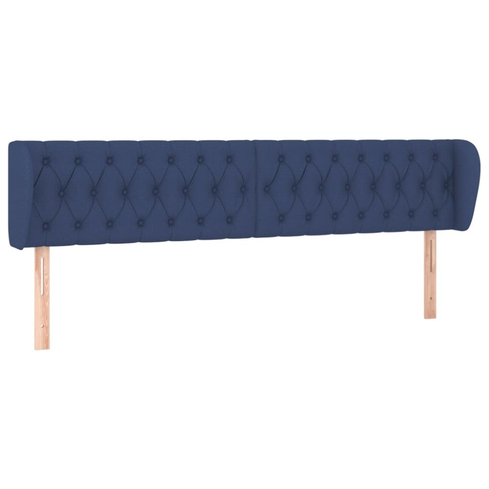 vidaXL Tăblie de pat cu aripioare, albastru, 203x23x78/88 cm textil