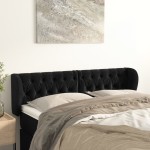 vidaXL Tăblie de pat cu aripioare negru 147x23x78/88 cm catifea vidaXL Tăblie de pat cu aripioare negru 147x23x78/88 cm catifea