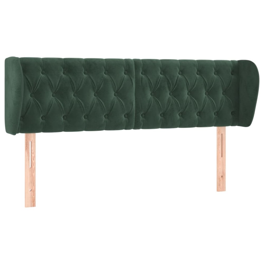vidaXL Tăblie de pat cu aripioare verde închis 147x23x78/88 cm catifea