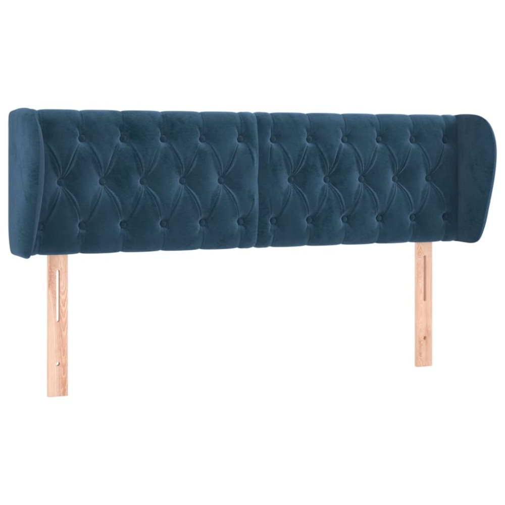 vidaXL Tăblie pat cu aripioare albastru închis 147x23x78/88 cm catifea