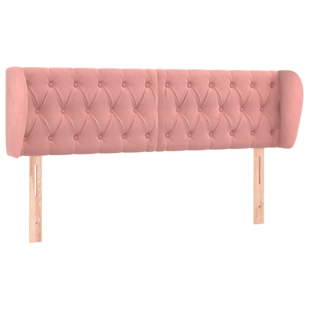 vidaXL Tăblie de pat cu aripioare roz 147x23x78/88 cm catifea