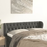 vidaXL Tăblie de pat cu aripioare gri închis 163x23x78/88 cm catifea vidaXL Tăblie de pat cu aripioare gri închis 163x23x78/88 cm catifea