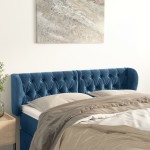 vidaXL Tăblie pat cu aripioare albastru închis 163x23x78/88 cm catifea