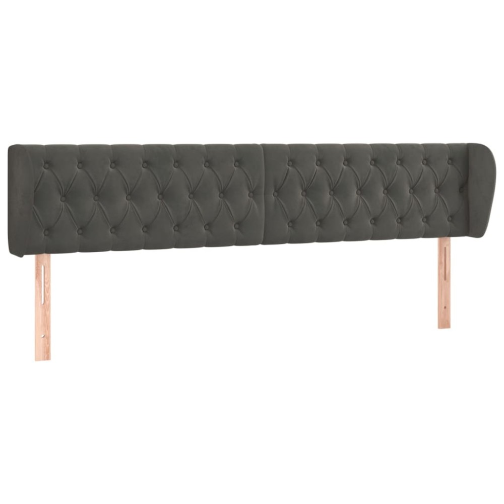 vidaXL Tăblie de pat cu aripioare gri închis 183x23x78/88 cm catifea
