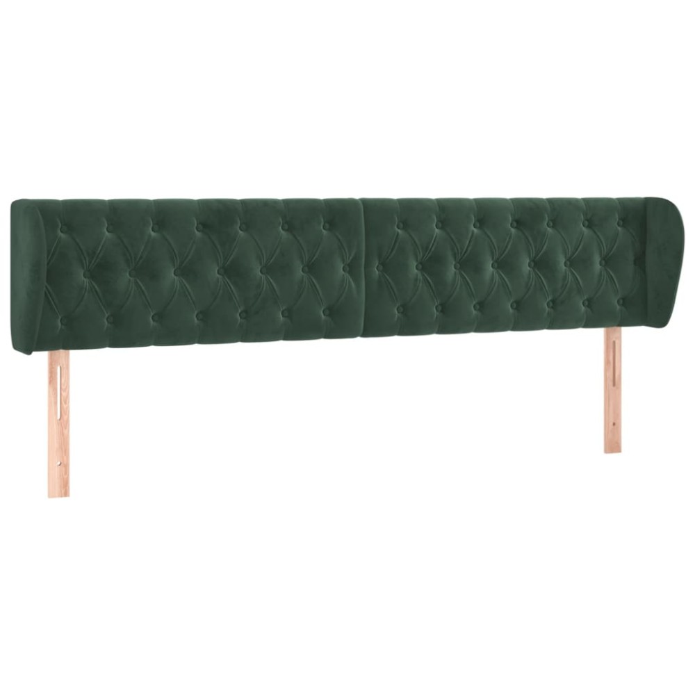 vidaXL Tăblie de pat cu aripioare verde închis 183x23x78/88 cm catifea