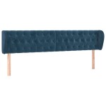 vidaXL Tăblie pat cu aripioare albastru închis 183x23x78/88 cm catifea