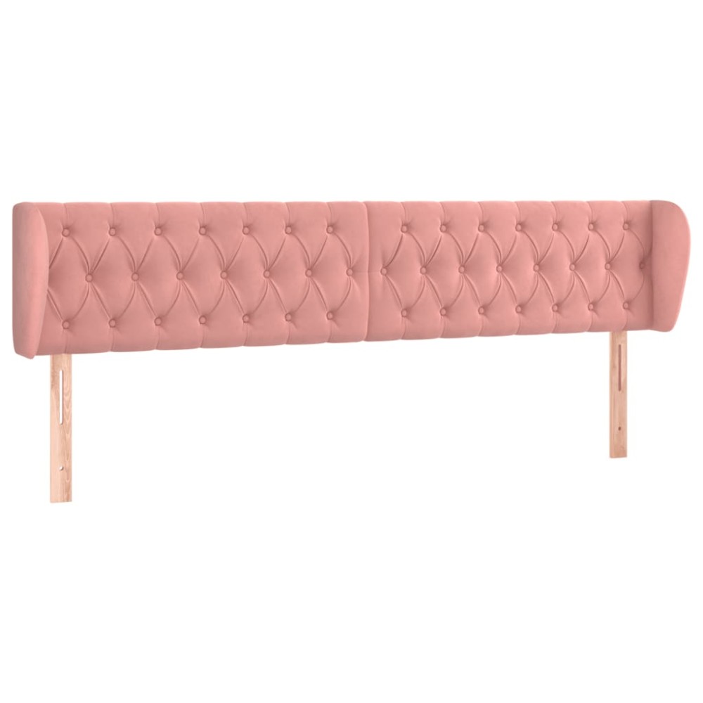 vidaXL Tăblie de pat cu aripioare roz 183x23x78/88 cm catifea