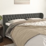 vidaXL Tăblie de pat cu aripioare gri închis 203x23x78/88 cm catifea vidaXL Tăblie de pat cu aripioare gri închis 203x23x78/88 cm catifea