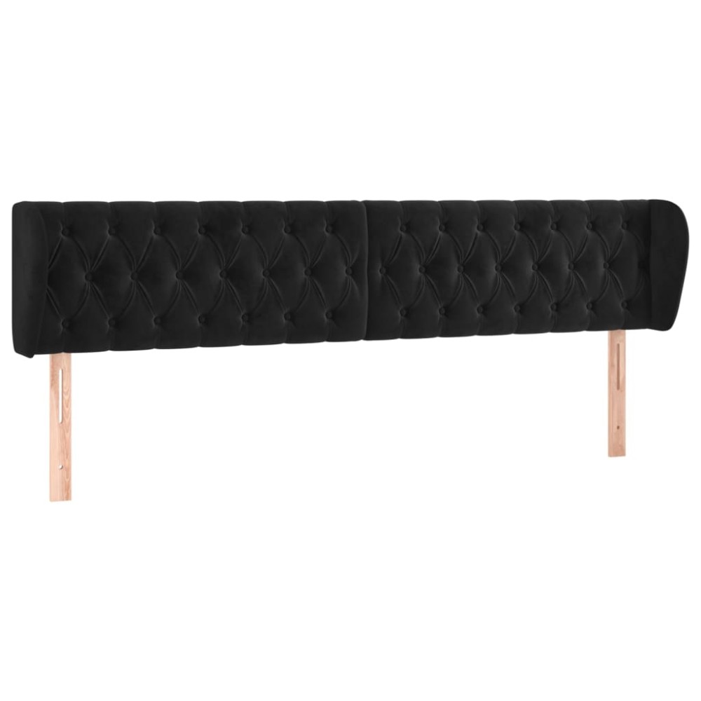 vidaXL Tăblie de pat cu aripioare negru 203x23x78/88 cm catifea