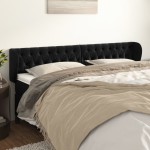 vidaXL Tăblie de pat cu aripioare negru 203x23x78/88 cm catifea vidaXL Tăblie de pat cu aripioare negru 203x23x78/88 cm catifea