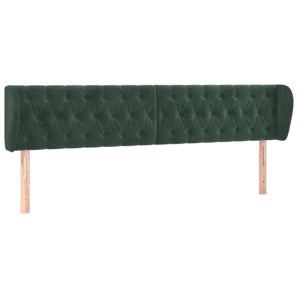 vidaXL Tăblie de pat cu aripioare verde închis 203x23x78/88 cm catifea