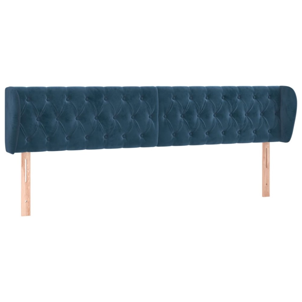 vidaXL Tăblie pat cu aripioare albastru închis 203x23x78/88 cm catifea
