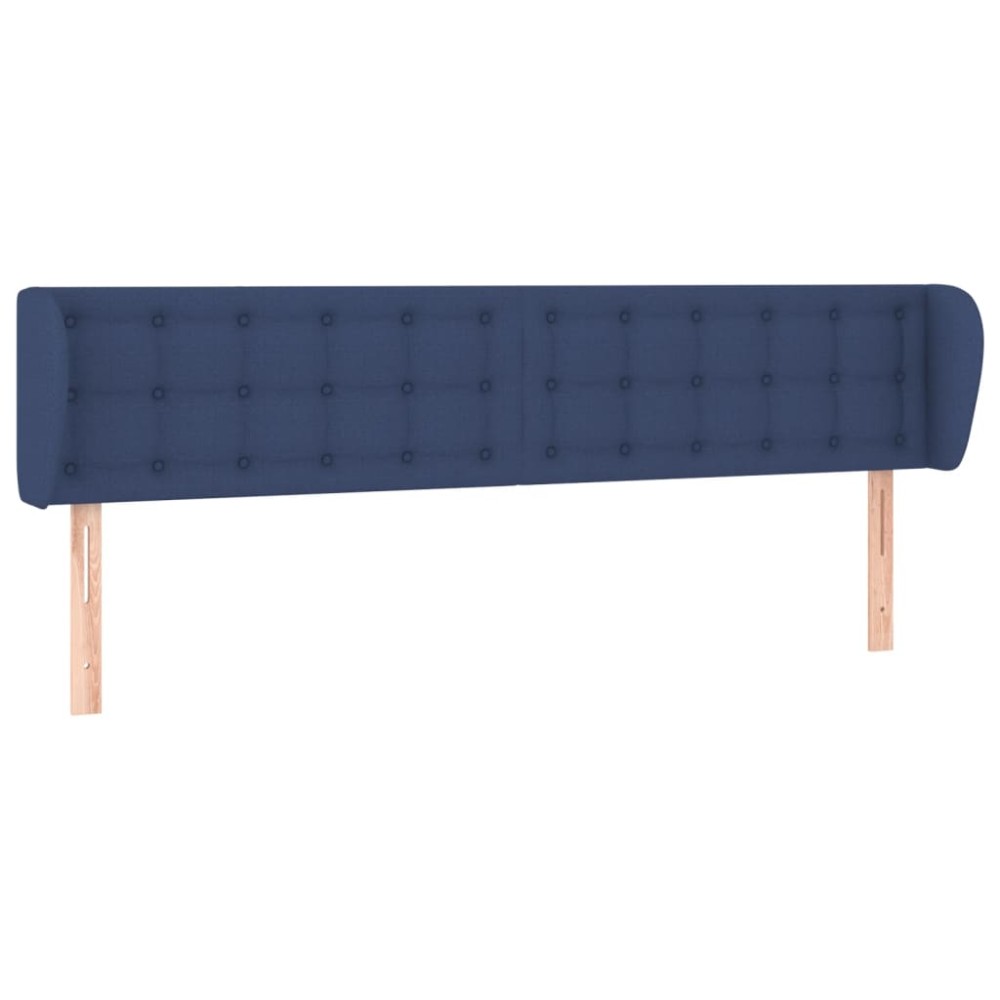 vidaXL Tăblie de pat cu aripioare, albastru, 203x23x78/88 cm textil