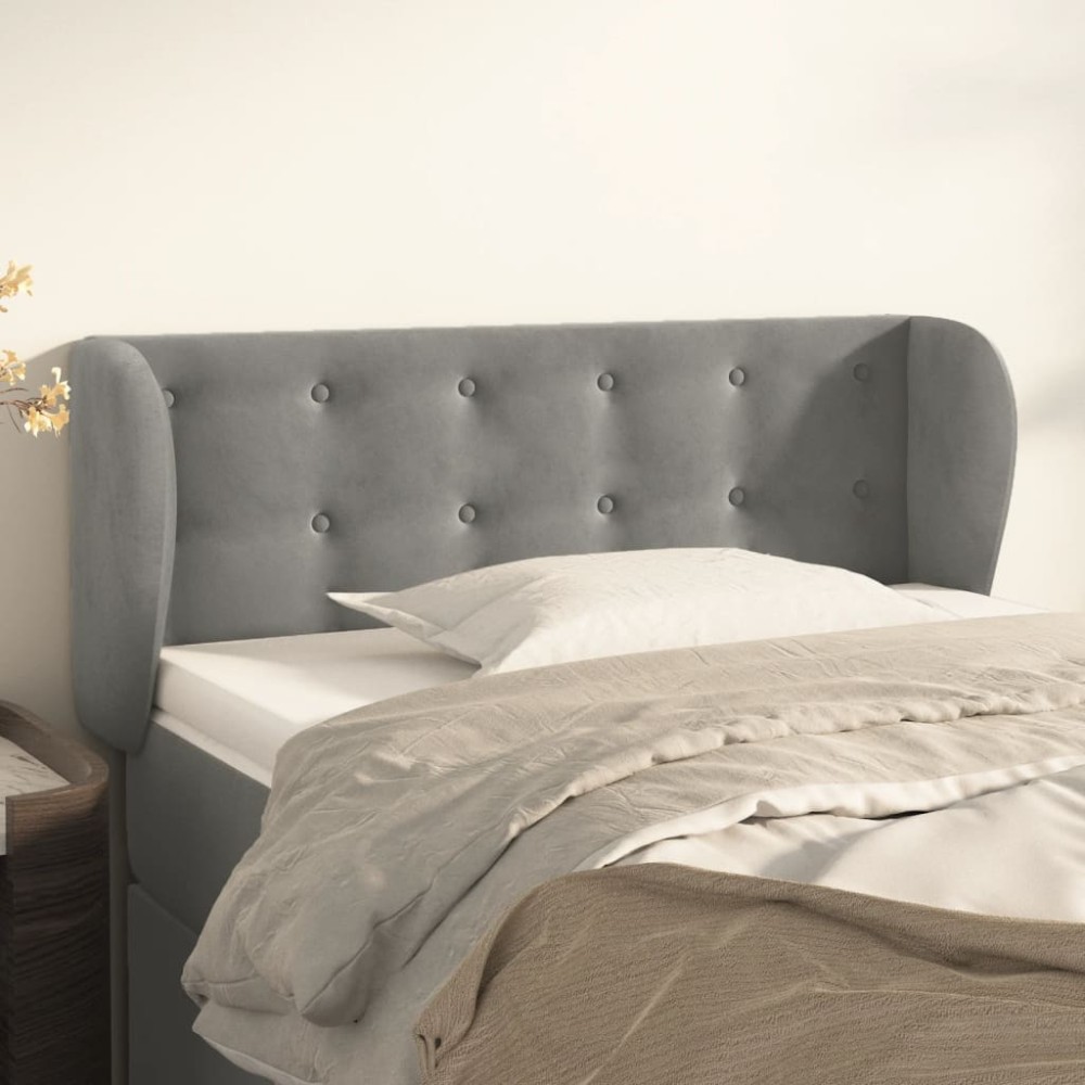 vidaXL Tăblie de pat cu aripioare gri deschis 83x23x78/88 cm catifea