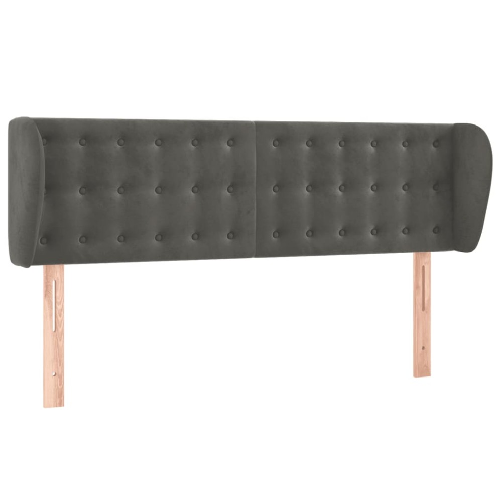 vidaXL Tăblie de pat cu aripioare gri închis 147x23x78/88 cm catifea