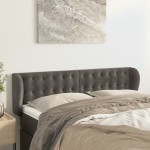 vidaXL Tăblie de pat cu aripioare gri închis 147x23x78/88 cm catifea vidaXL Tăblie de pat cu aripioare gri închis 147x23x78/88 cm catifea