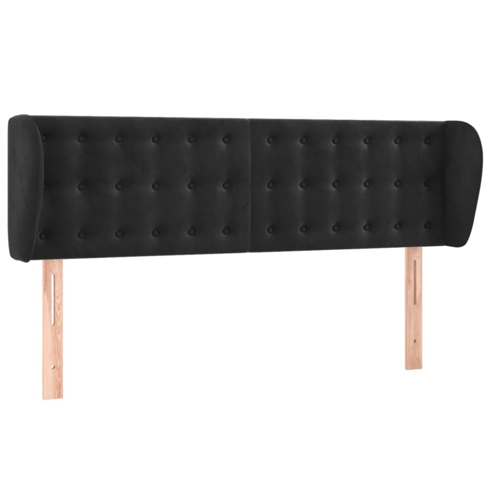 vidaXL Tăblie de pat cu aripioare negru 147x23x78/88 cm catifea