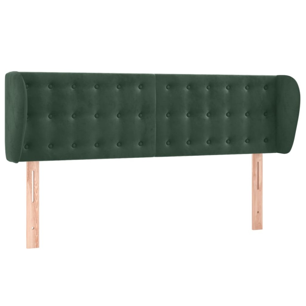 vidaXL Tăblie de pat cu aripioare verde închis 147x23x78/88 cm catifea