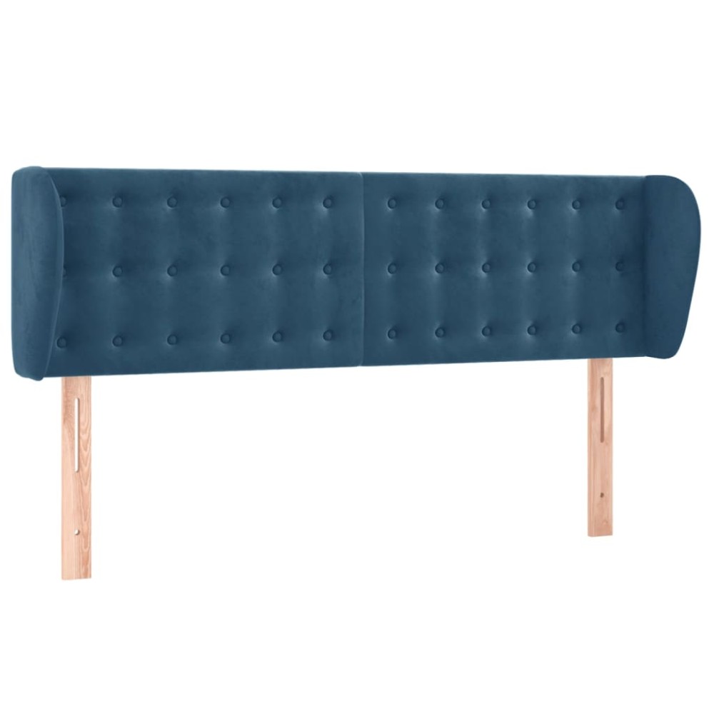 vidaXL Tăblie pat cu aripioare albastru închis 147x23x78/88 cm catifea
