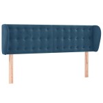 vidaXL Tăblie pat cu aripioare albastru închis 147x23x78/88 cm catifea