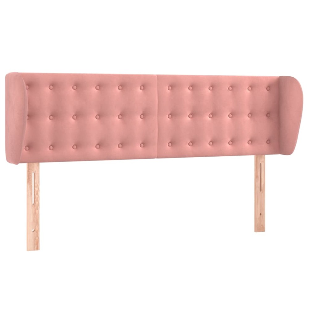 vidaXL Tăblie de pat cu aripioare roz 147x23x78/88 cm catifea