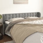 vidaXL Tăblie de pat cu aripioare gri deschis 163x23x78/88 cm catifea vidaXL Tăblie de pat cu aripioare gri deschis 163x23x78/88 cm catifea