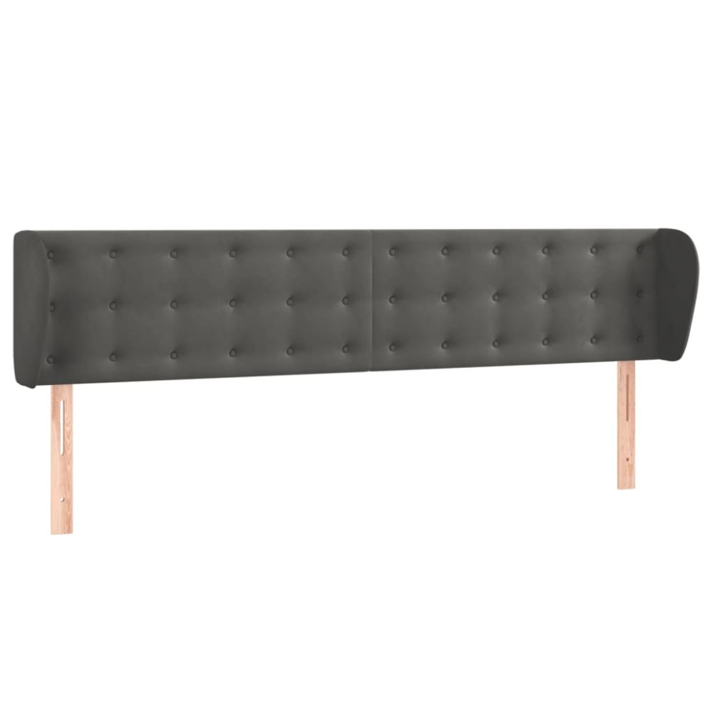 vidaXL Tăblie de pat cu aripioare gri închis 163x23x78/88 cm catifea