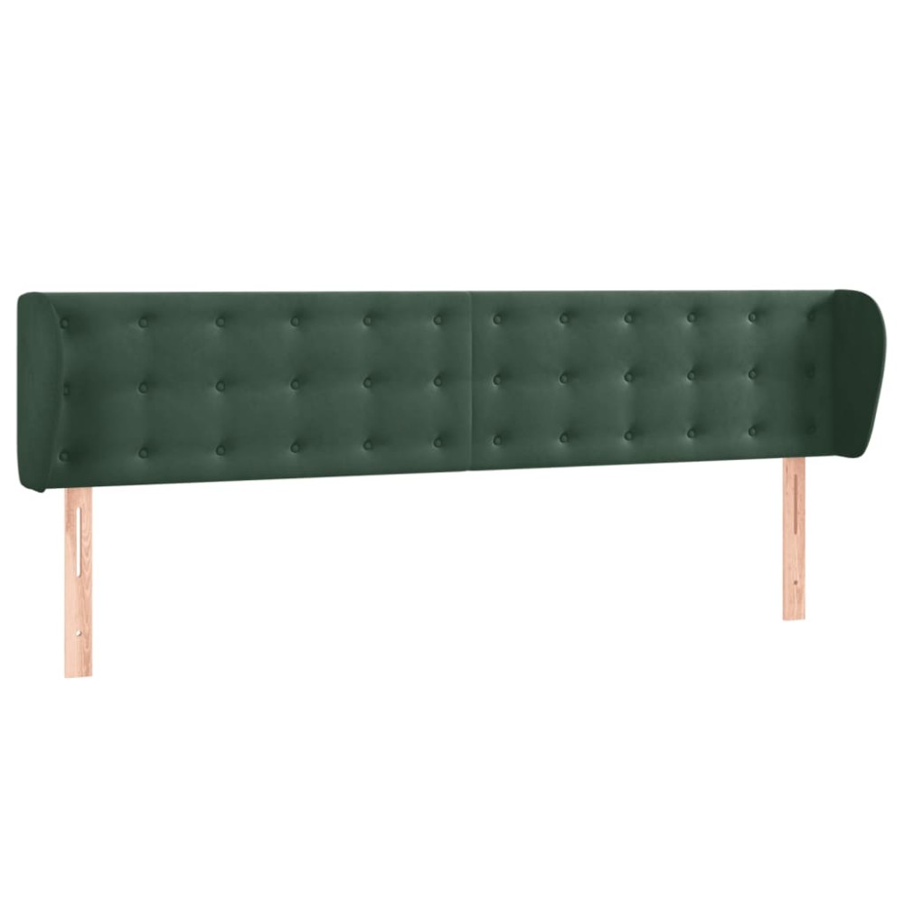 vidaXL Tăblie de pat cu aripioare verde închis 163x23x78/88 cm catifea