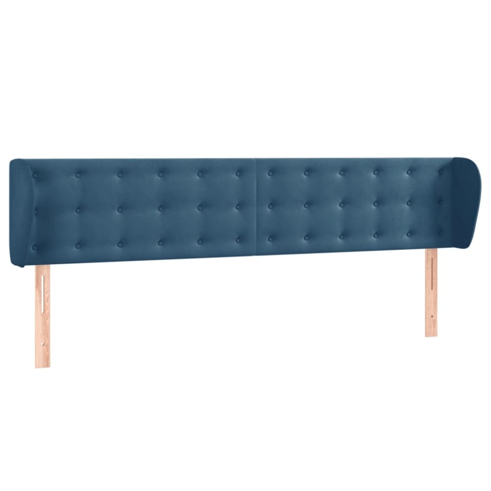vidaXL Tăblie pat cu aripioare albastru închis 163x23x78/88 cm catifea