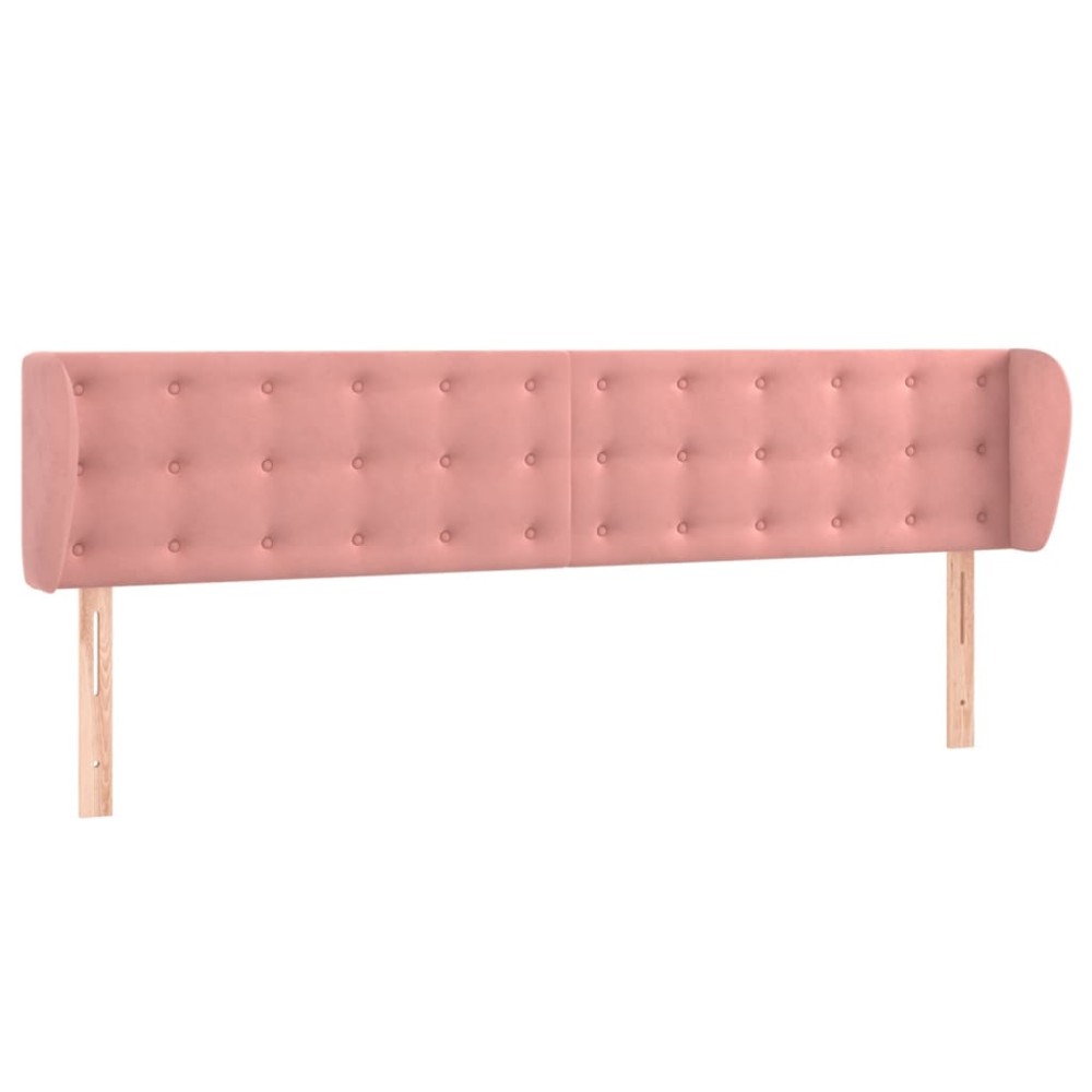 vidaXL Tăblie de pat cu aripioare roz 163x23x78/88 cm catifea