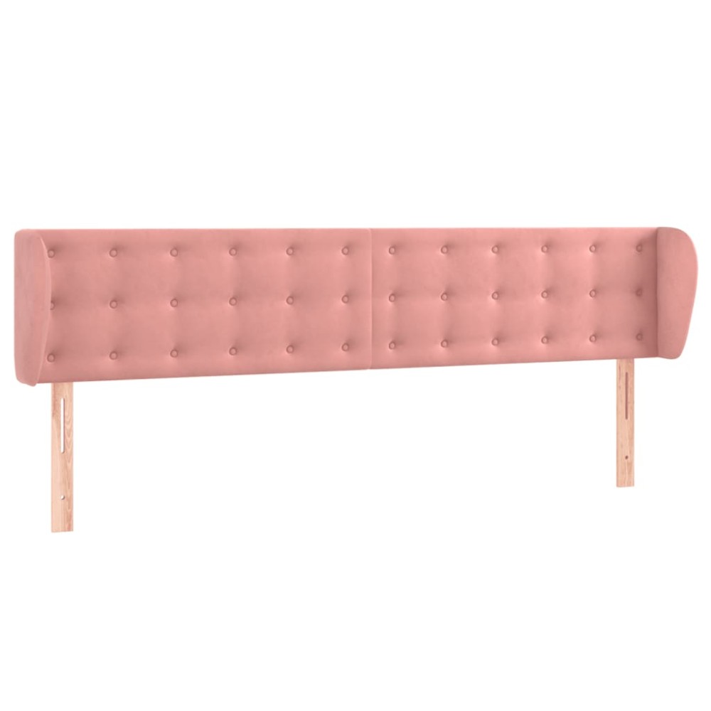 vidaXL Tăblie de pat cu aripioare roz 183x23x78/88 cm catifea