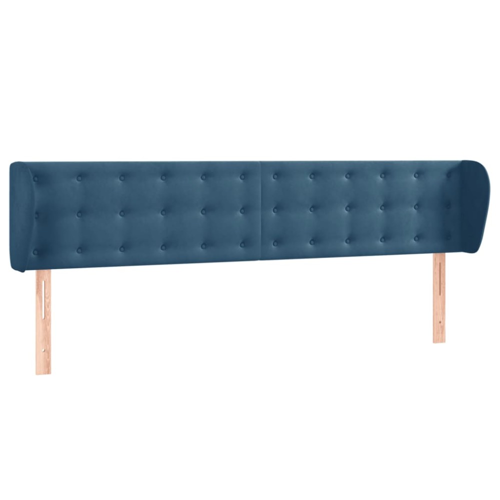 vidaXL Tăblie pat cu aripioare albastru închis 203x23x78/88 cm catifea