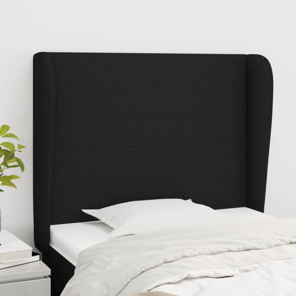 vidaXL Tăblie de pat cu aripioare, negru, 93x23x118/128 cm, textil