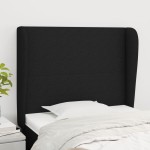 vidaXL Tăblie de pat cu aripioare, negru, 93x23x118/128 cm, textil