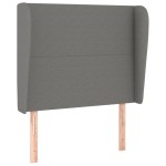 vidaXL Tăblie de pat cu aripioare gri închis 103x23x118/128 cm textil