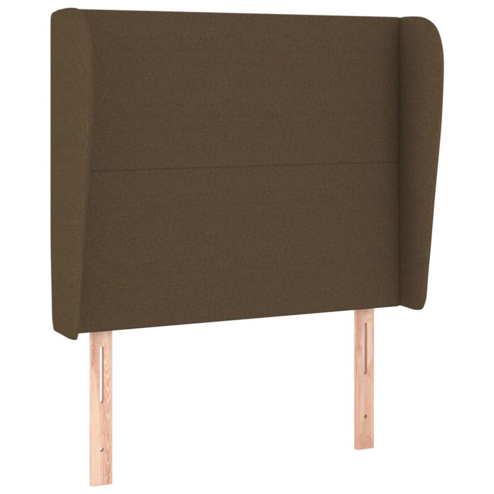 vidaXL Tăblie de pat cu aripioare maro închis 103x23x118/128 cm textil