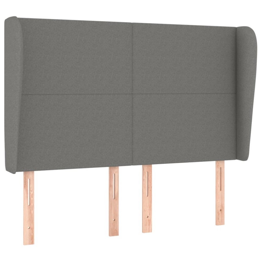 vidaXL Tăblie de pat cu aripioare gri închis 147x23x118/128 cm textil