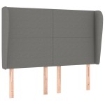 vidaXL Tăblie de pat cu aripioare gri închis 147x23x118/128 cm textil