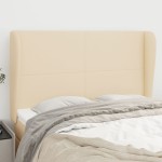 vidaXL Tăblie de pat cu aripioare, crem, 147x23x118/128 cm, textil