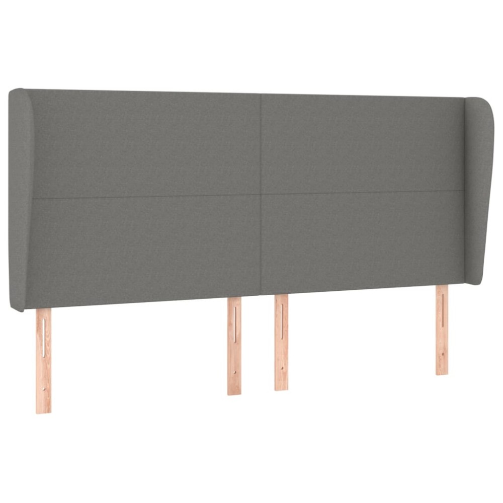 vidaXL Tăblie de pat cu aripioare gri închis 163x23x118/128 cm textil