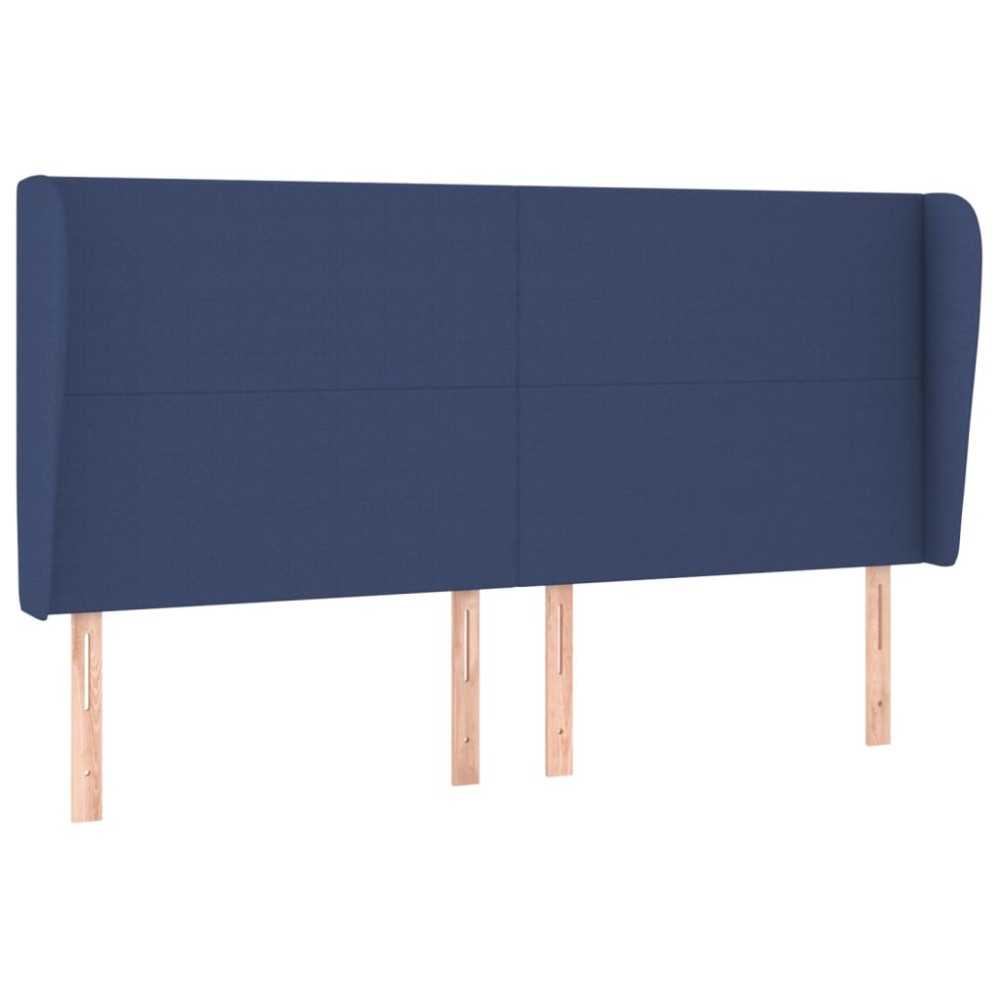 vidaXL Tăblie de pat cu aripioare, albastru, 163x23x118/128 cm, textil