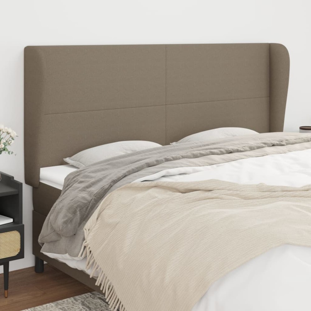 vidaXL Tăblie de pat cu aripioare gri taupe 183x23x118/128 cm textil