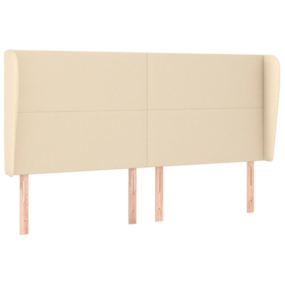 vidaXL Tăblie de pat cu aripioare, crem, 183x23x118/128 cm, textil