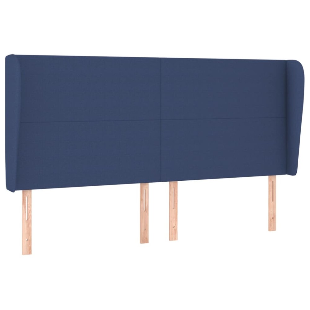 vidaXL Tăblie de pat cu aripioare, albastru, 183x23x118/128 cm, textil