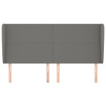 vidaXL Tăblie de pat cu aripioare gri închis 203x23x118/128 cm, textil