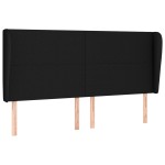 vidaXL Tăblie de pat cu aripioare, negru, 203x23x118/128 cm, textil vidaXL Tăblie de pat cu aripioare, negru, 203x23x118/128 cm, textil