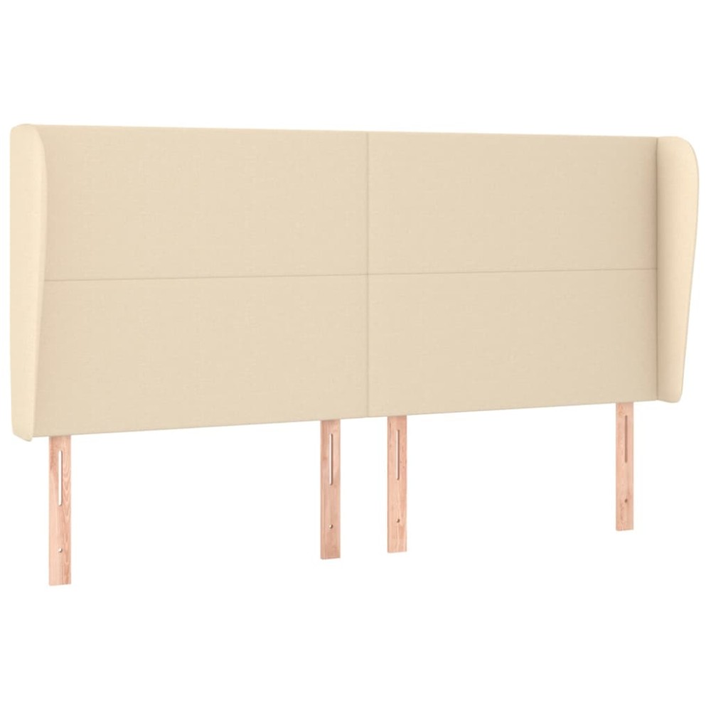 vidaXL Tăblie de pat cu aripioare, crem, 203x23x118/128 cm, textil