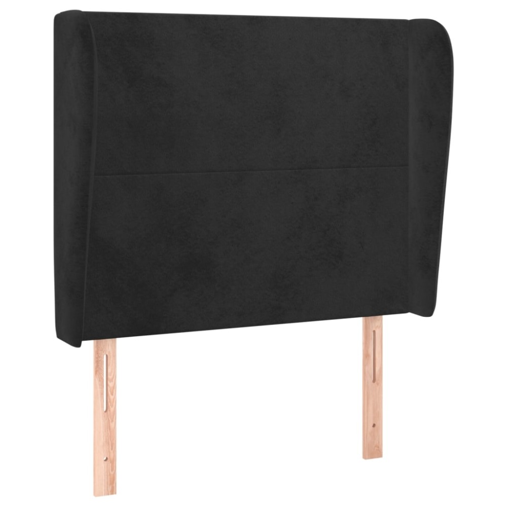 vidaXL Tăblie de pat cu aripioare, negru, 83x23x118/128 cm, catifea